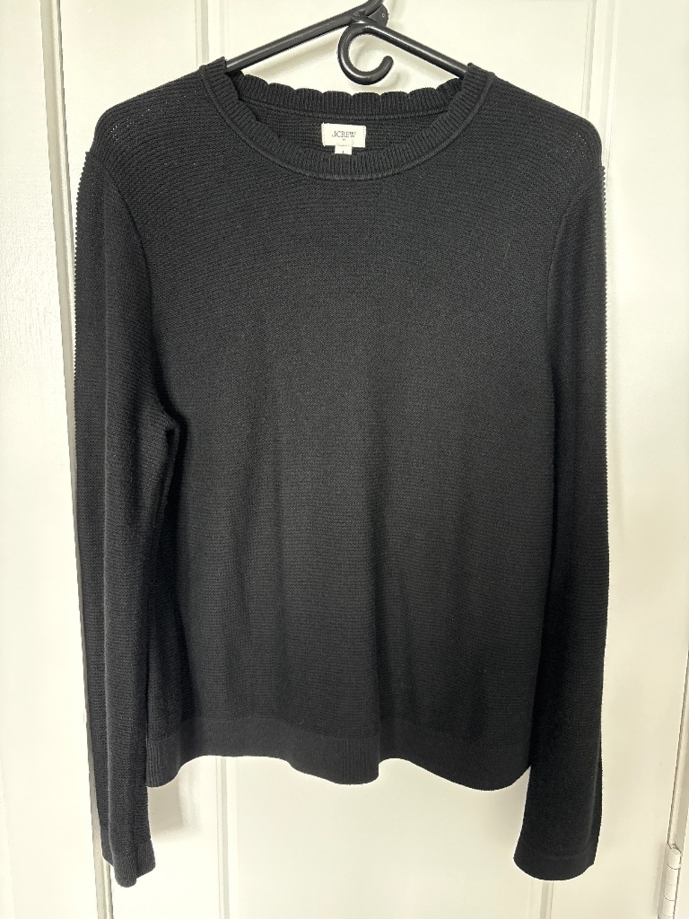 J CREW NWOT Black Scallop Neck Sweater